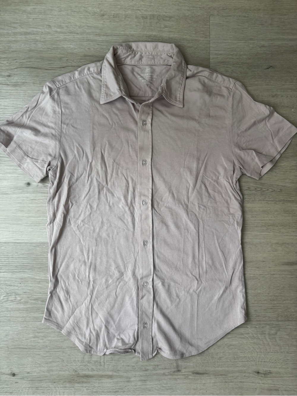 Save Khaki Short-Sleeve Supima Cotton Button-Up in Light Mauve (Fits like S)